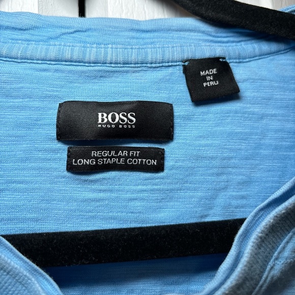 Hugo Boss - Blue Office Wear Basic Casual Long Sleeve V-Neck Shirt in Size XL - Picture 3 of 7